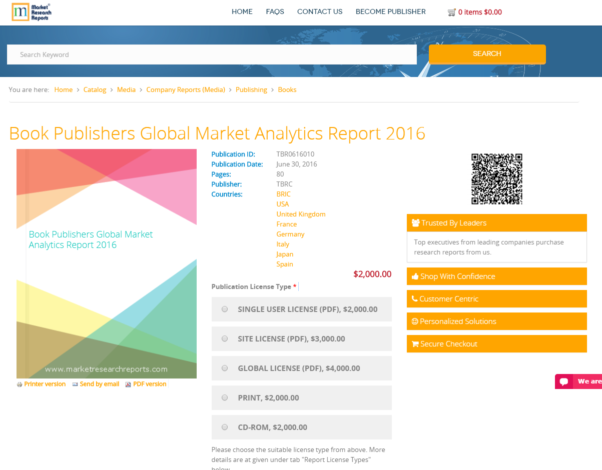 Book Publishers Global Market Analytics Report 2016'