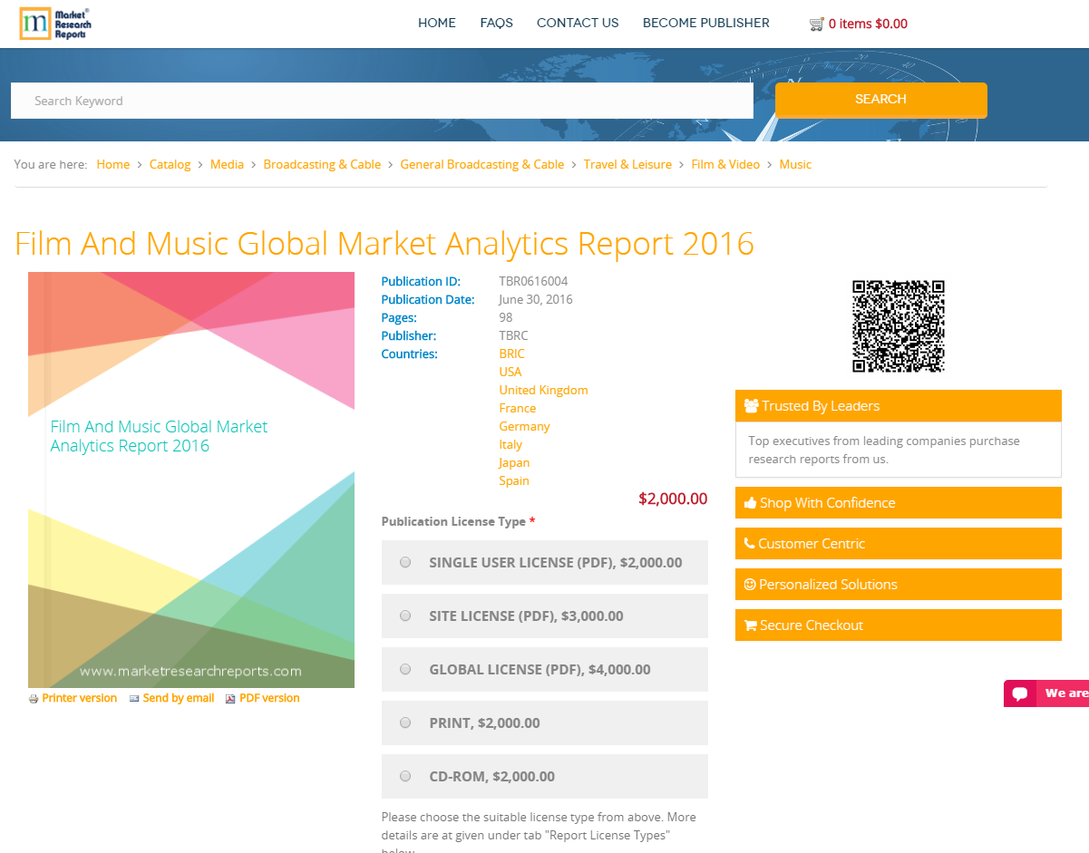 Film And Music Global Market Analytics Report 2016'