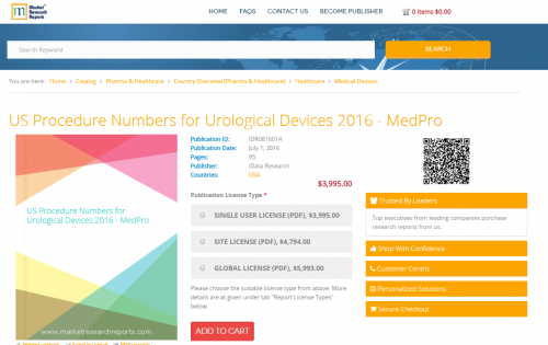 US Procedure Numbers for Urological Devices 2016 - MedPro'