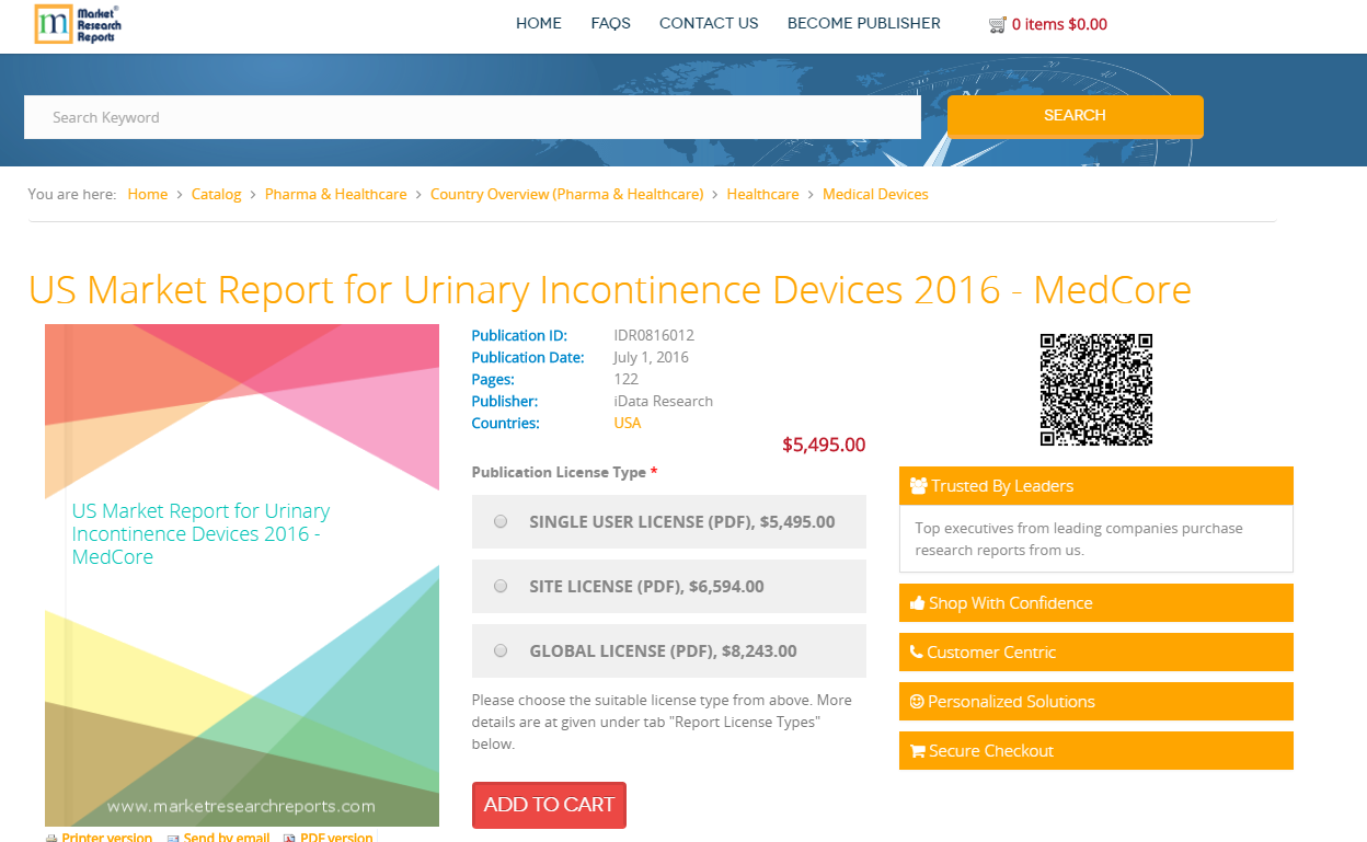 US Market Report for Urinary Incontinence Devices 2016