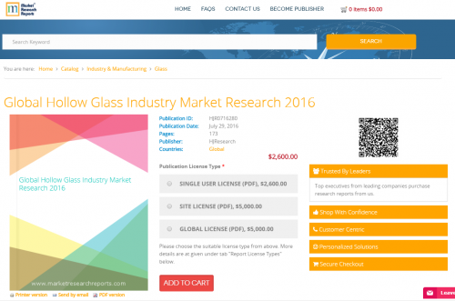 Global Hollow Glass Industry Market Research 2016'