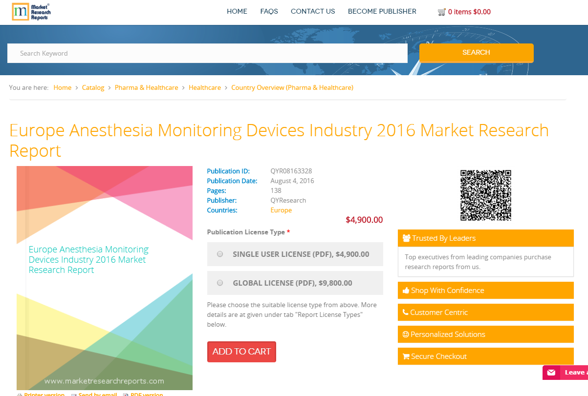 Europe Anesthesia Monitoring Devices Industry 2016