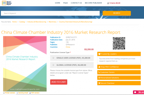 China Climate Chamber Industry 2016 Market Research Report'