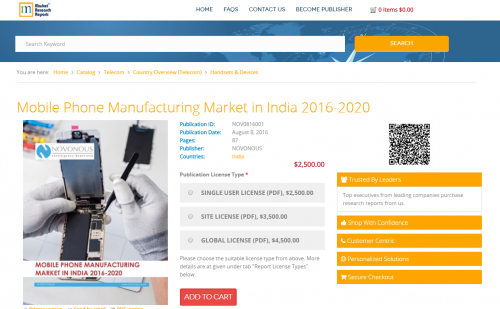 Mobile Phone Manufacturing Market in India 2016-2020'