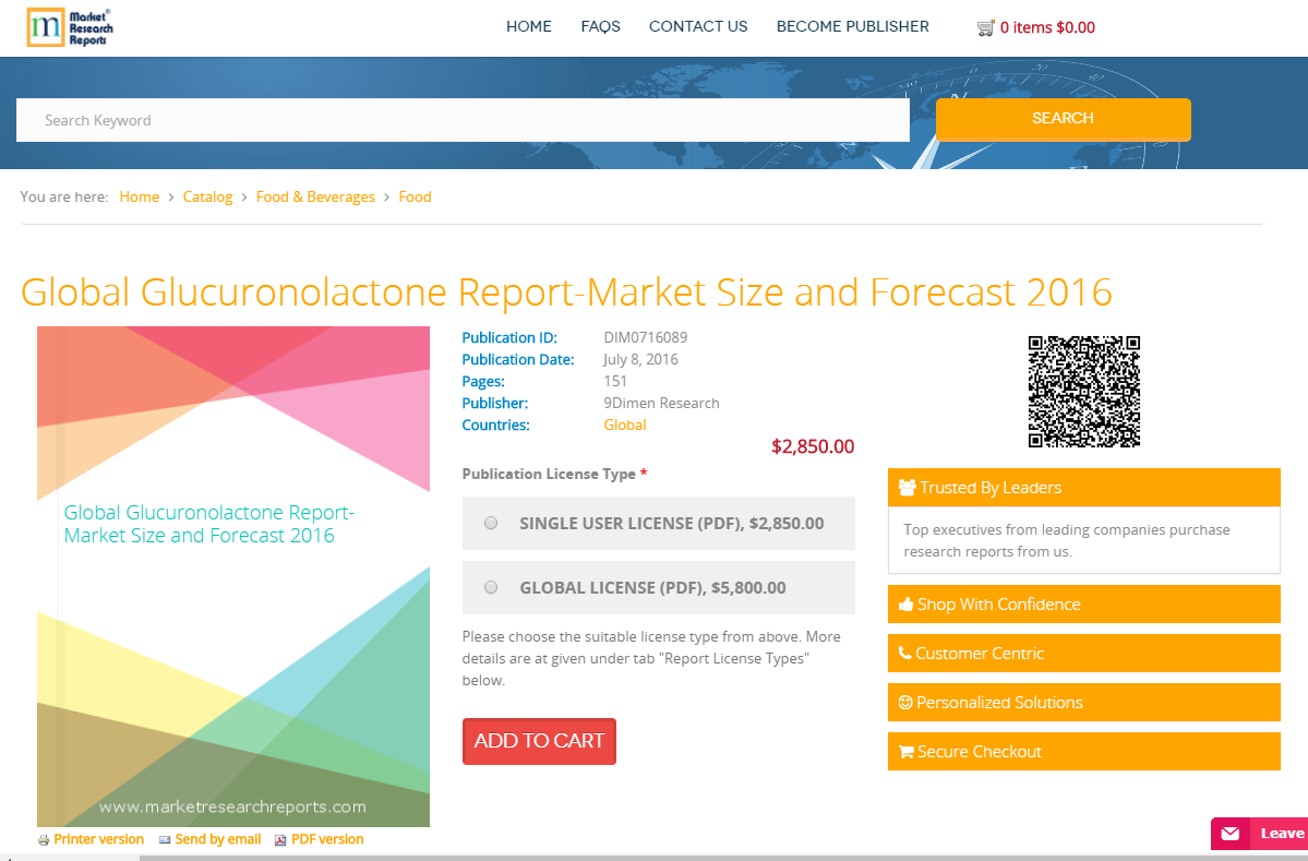 Global Glucuronolactone Report-Market Size and Forecast 2016