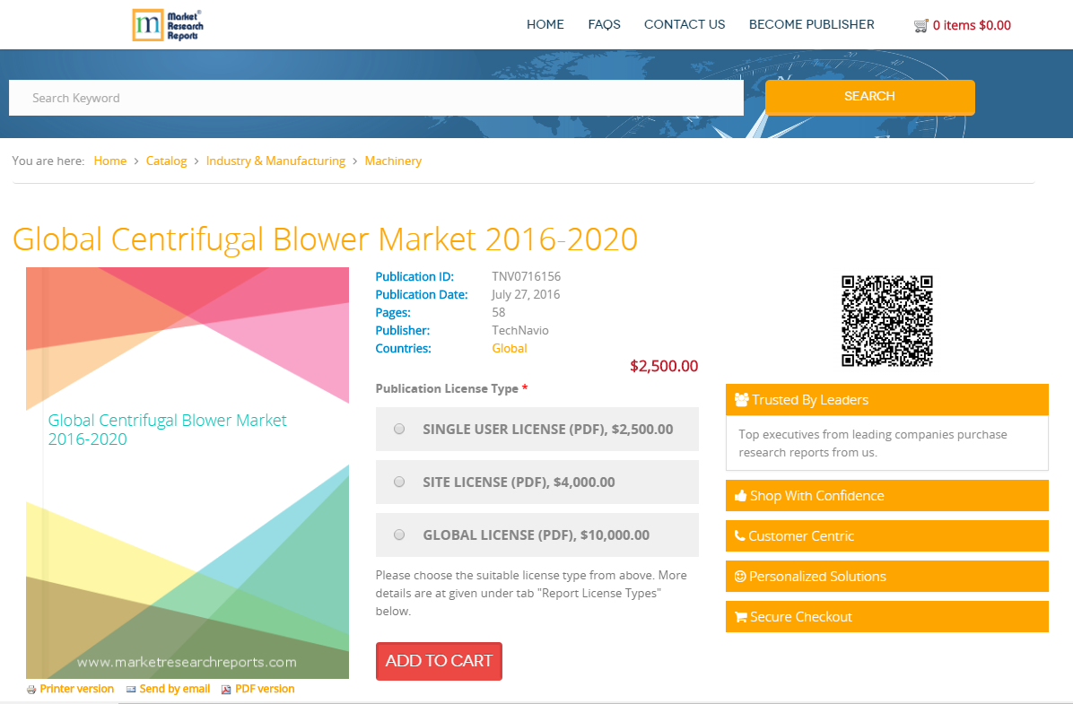 Global Centrifugal Blower Market 2016 - 2020