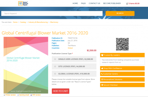 Global Centrifugal Blower Market 2016 - 2020'