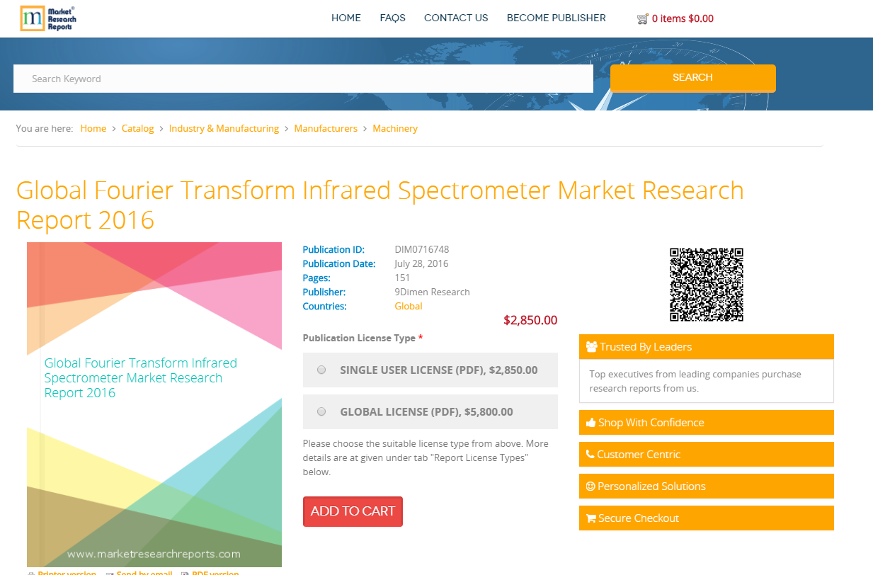 Global Fourier Transform Infrared Spectrometer Market 2016