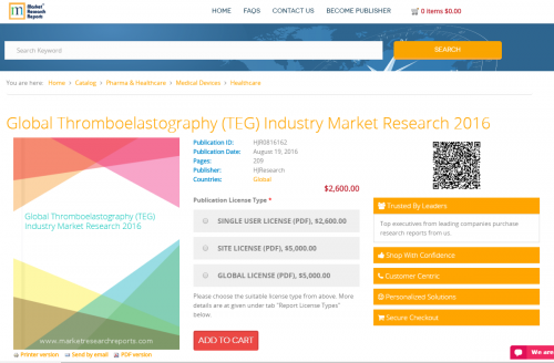 Global Thromboelastography (TEG) Industry Market Research'