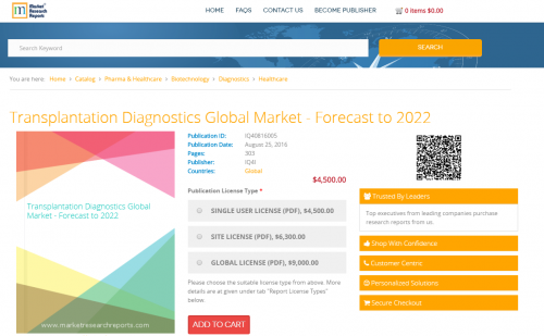Transplantation Diagnostics Global Market - Forecast to 2022'