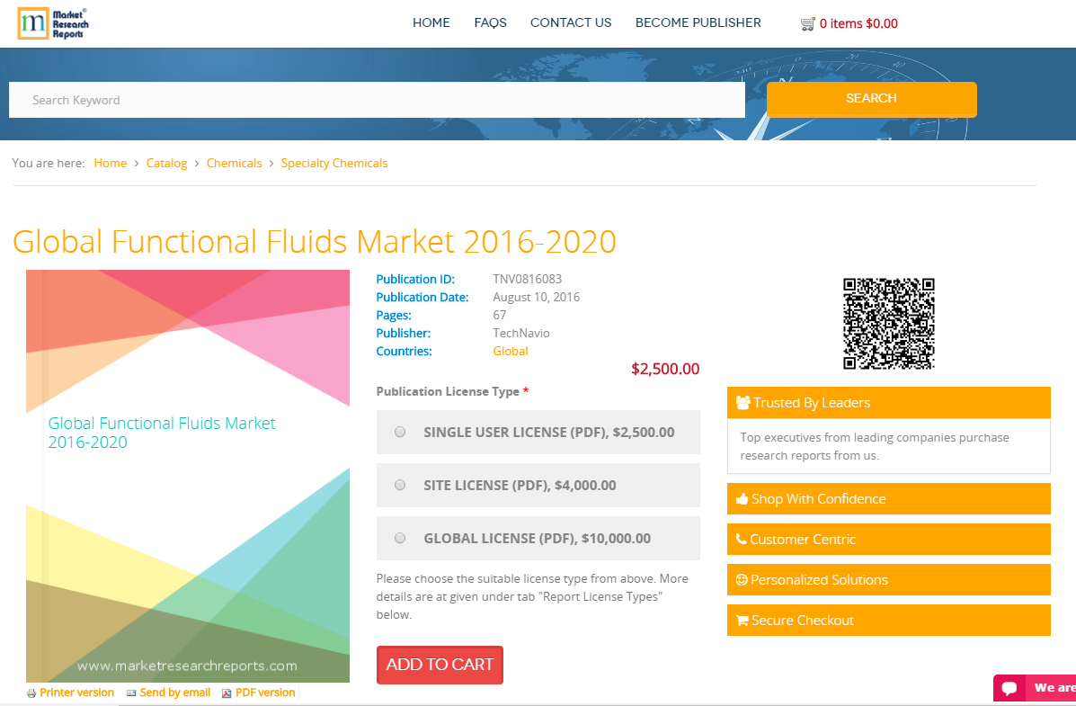 Global Functional Fluids Market 2016 - 2020