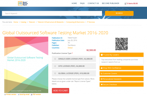 Global Outsourced Software Testing Market 2016 - 2020'