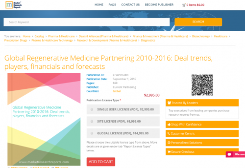 Global Regenerative Medicine Partnering 2010-2016'