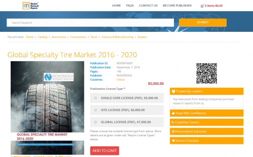 Global Specialty Tire Market 2016 - 2020'