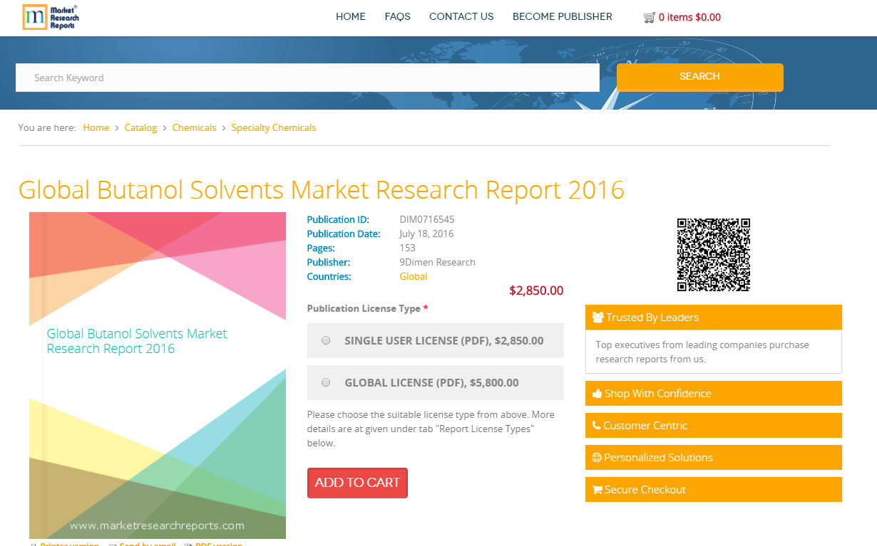 Global Butanol Solvents Market Research Report 2016'