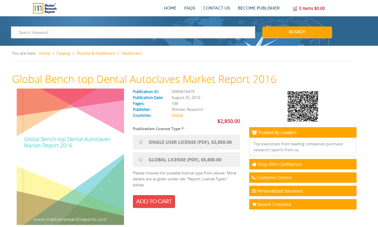 Global Bench-top Dental Autoclaves Market Report 2016