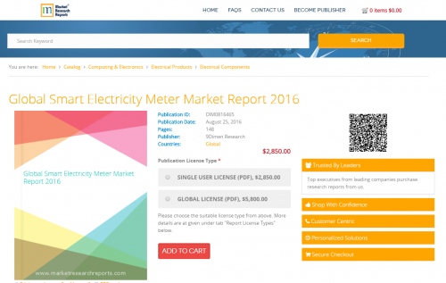 Global Smart Electricity Meter Market Report 2016'