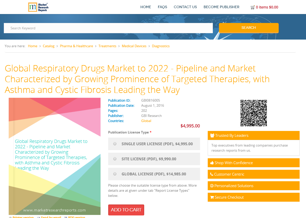 Global Respiratory Drugs Market to 2022'