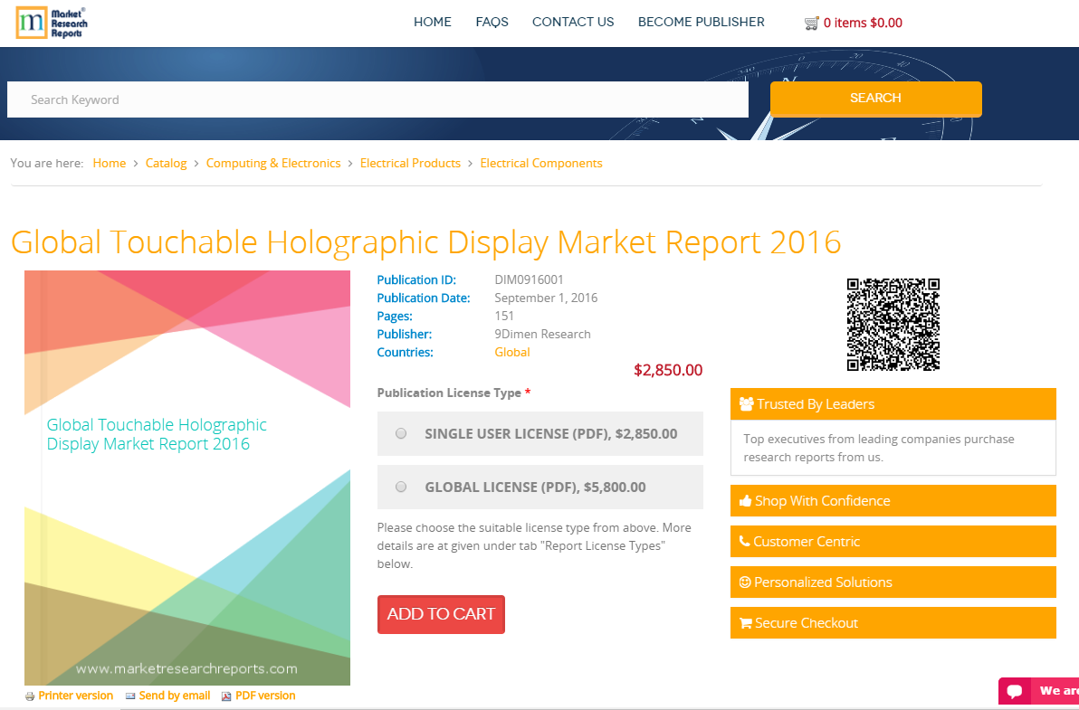 Global Touchable Holographic Display Market Report 2016