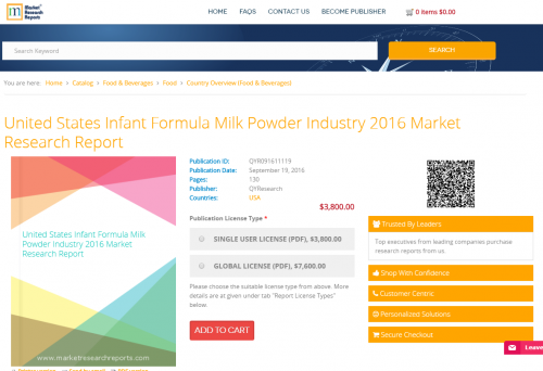United States Infant Formula Milk Powder Industry 2016'