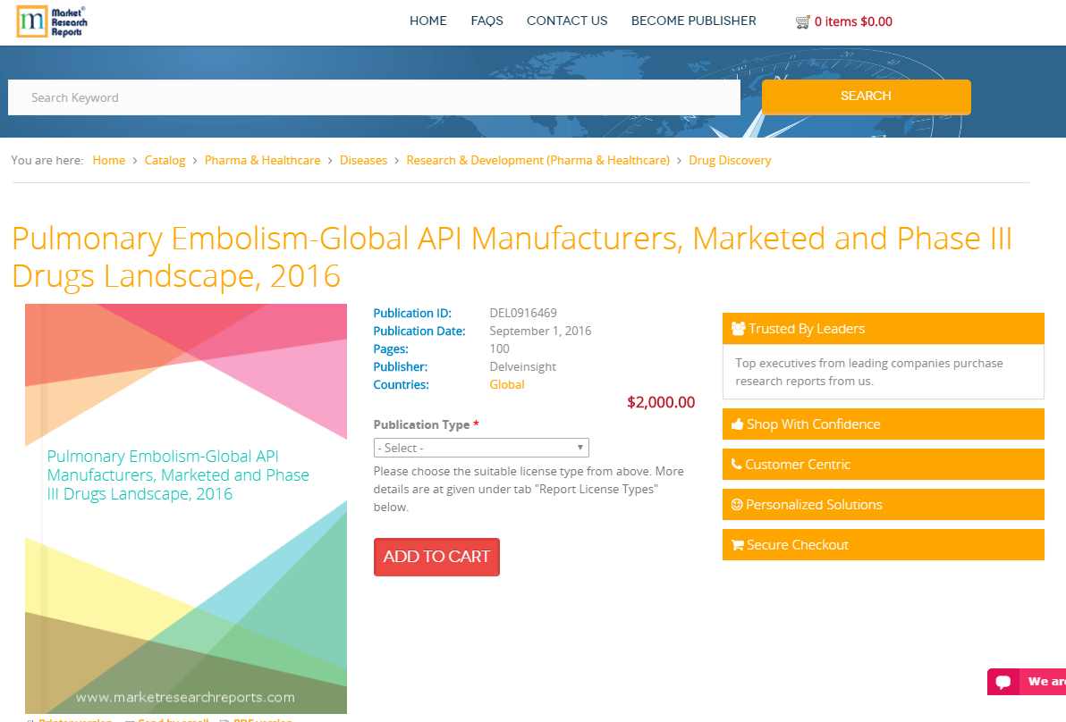 Pulmonary Embolism-Global API Manufacturers, Marketed'