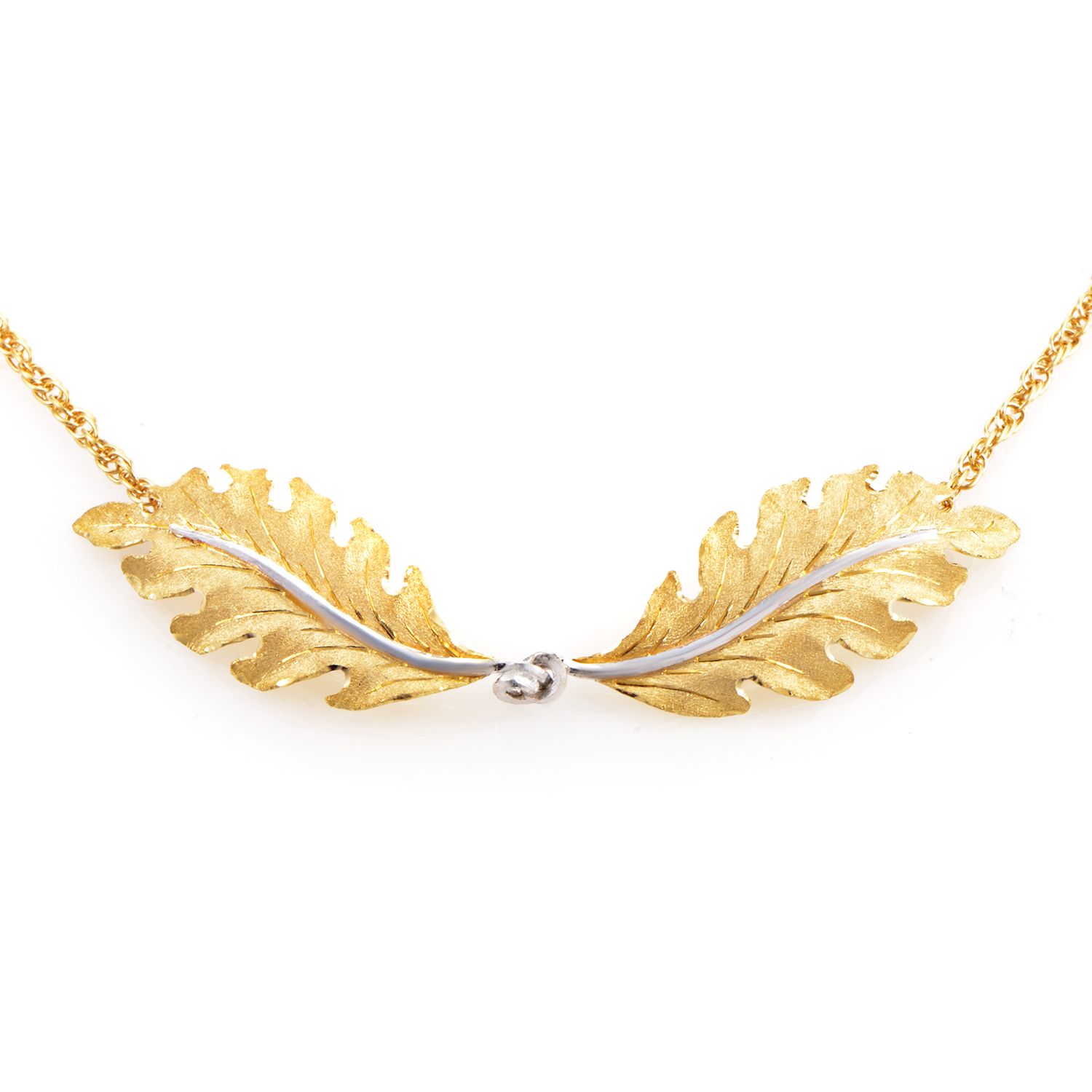 Foglia Quercia 18K Multi Tone Gold Pendant by Buccellati