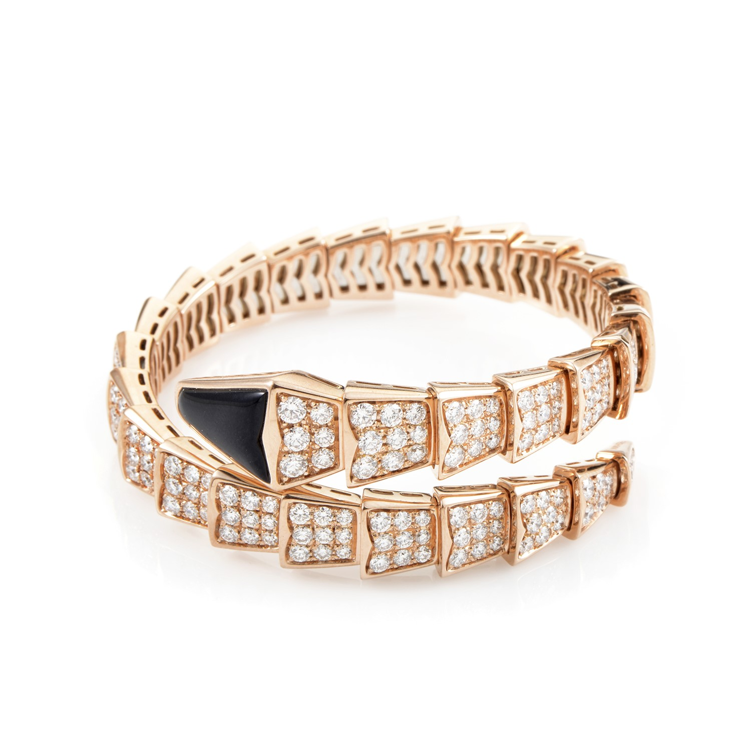 Serpenti Rose Gold Diamond Bangle by Bvlgari