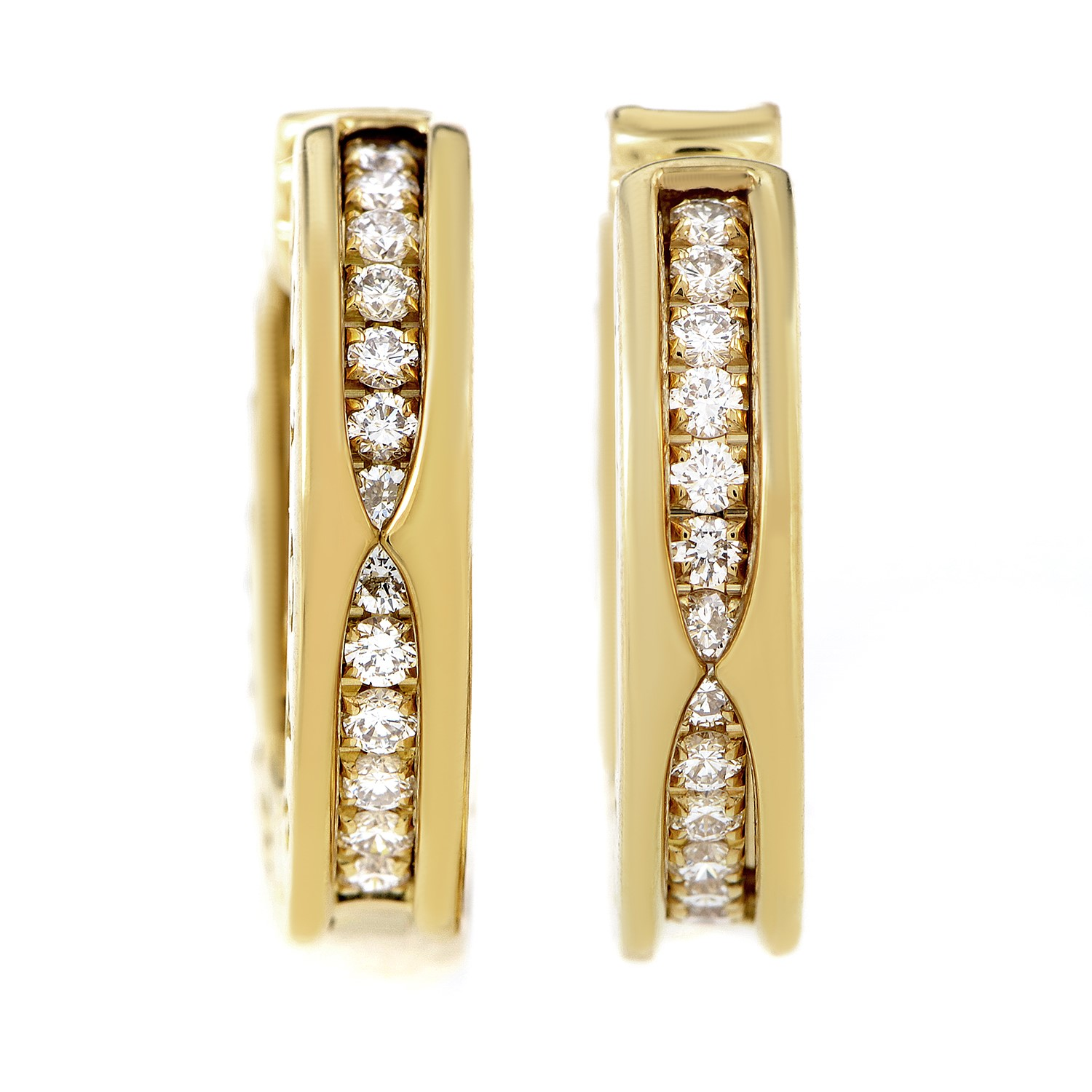 Yellow Gold Diamond Hoop Earrings by Bvlgari