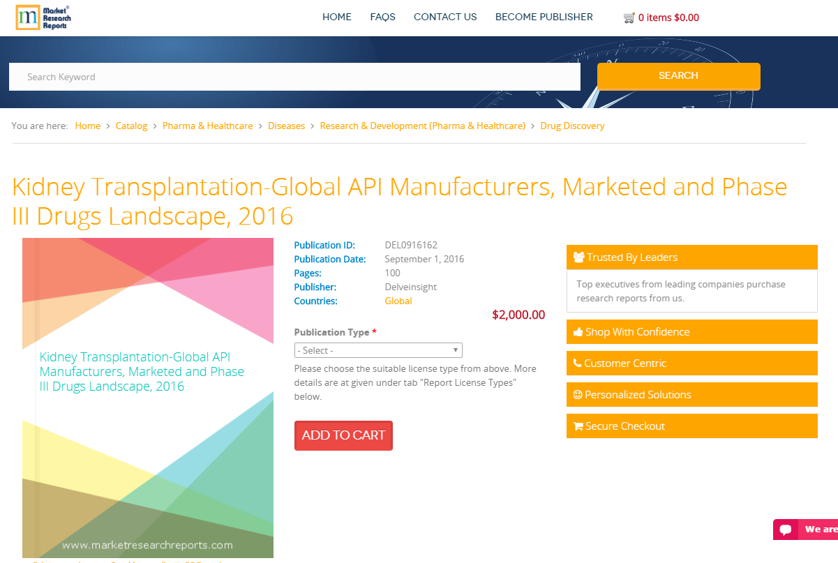 Kidney Transplantation-Global API Manufacturers, Marketed'