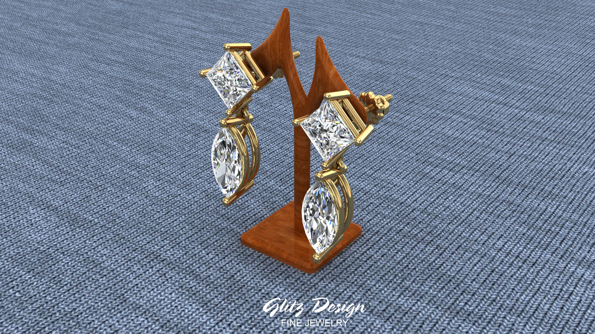 Princess Cut Dangle Diamond Earrings