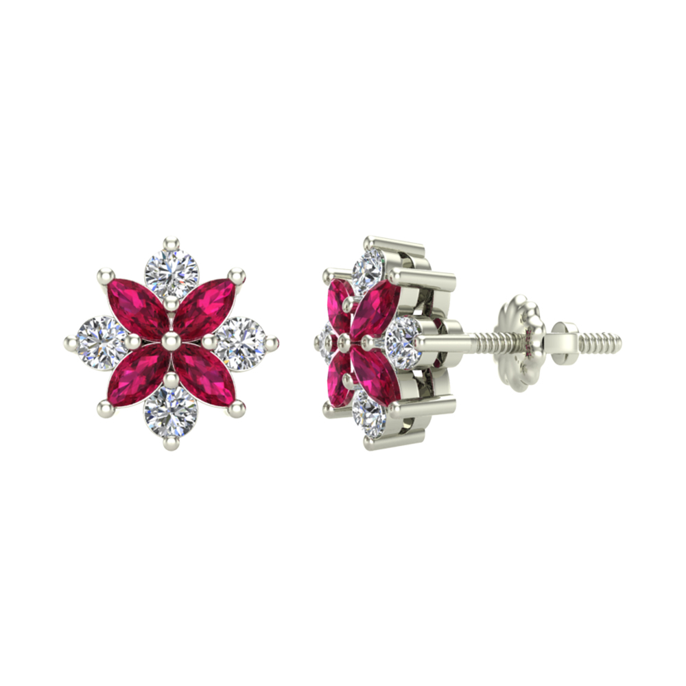 Ruby & Diamond Stud Earrings