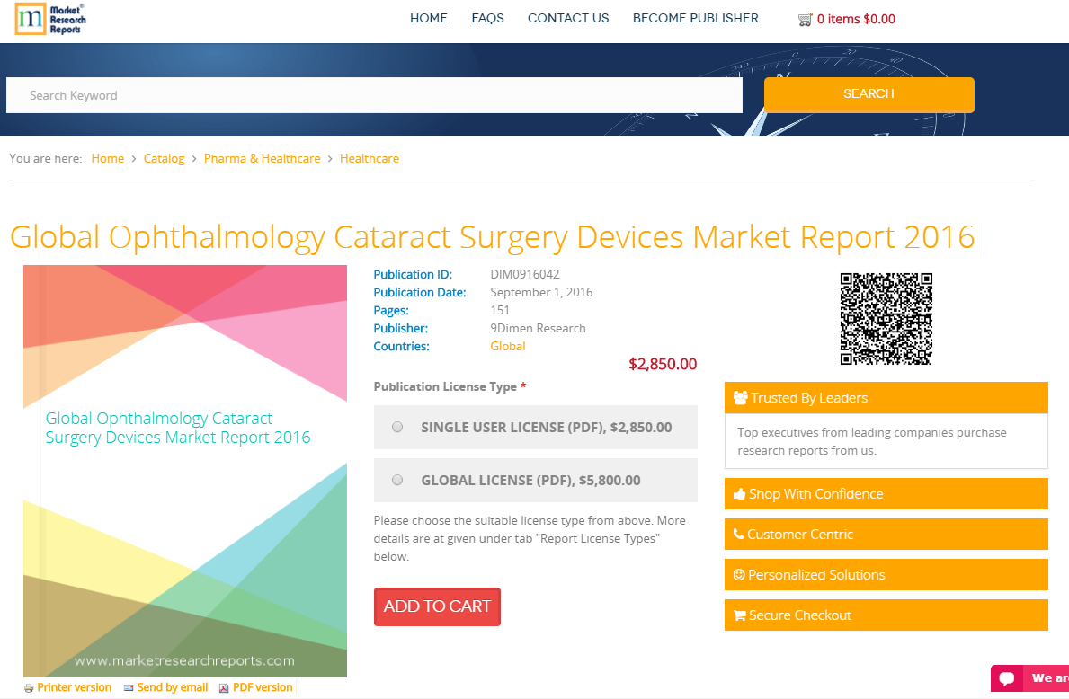 Global Ophthalmology Cataract Surgery Devices Market Report