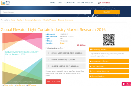 Global Elevator Light Curtain Industry Market Research 2016'