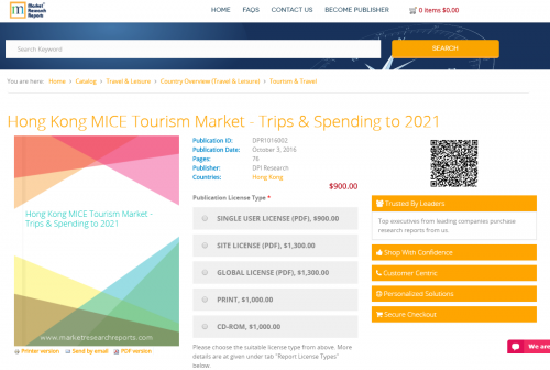 Hong Kong MICE Tourism Market - Trips &amp; Spending to'
