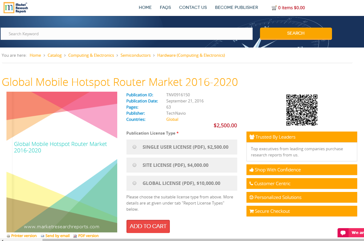 Global Mobile Hotspot Router Market 2016 - 2020