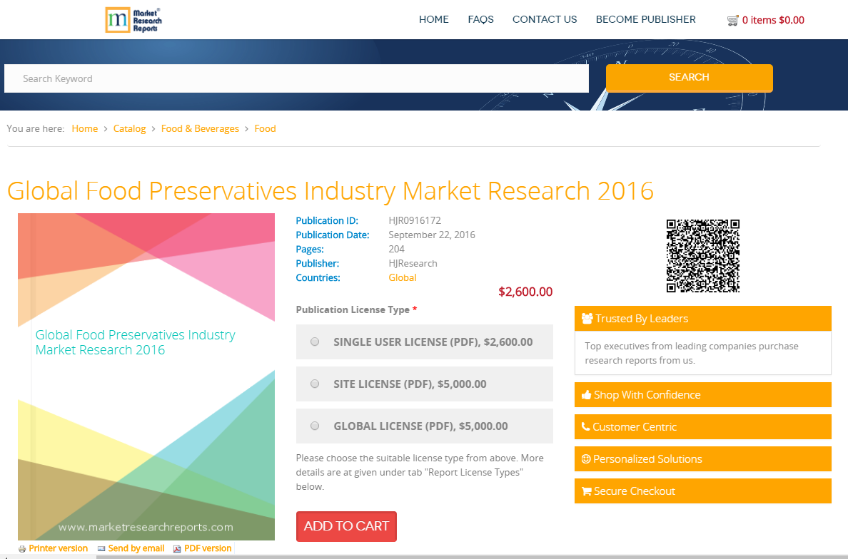 Global Food Preservatives Industry Market Research 2016'