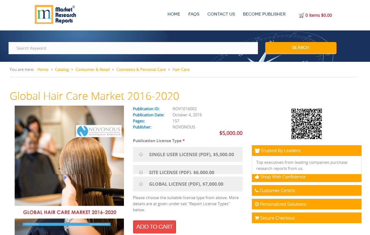 Global Hair Care Market 2016-2020