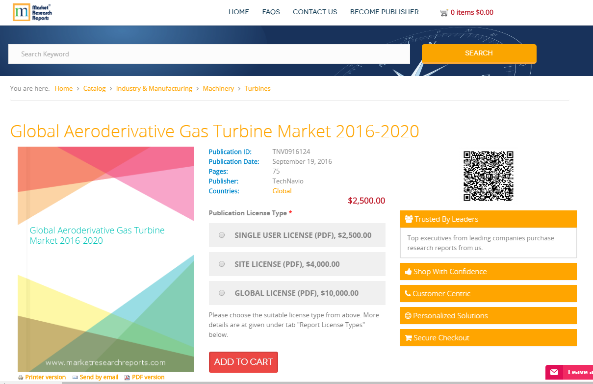 Global Aeroderivative Gas Turbine Market 2016 - 2020