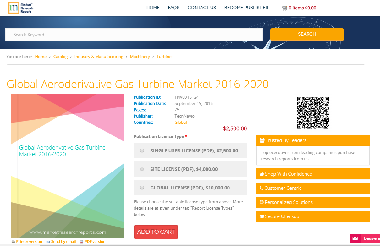 Global Aeroderivative Gas Turbine Market 2016 - 2020'