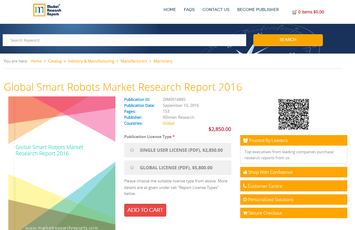 Global Smart Robots Market Research Report 2016