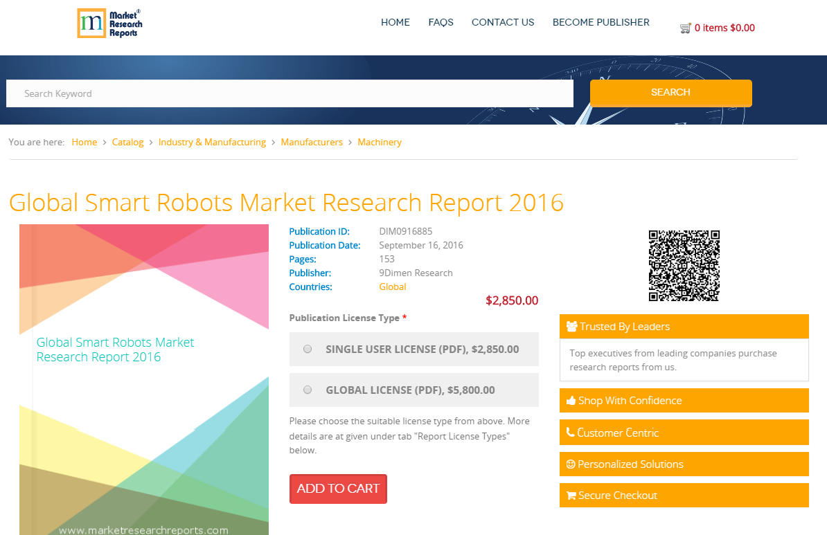 Global Smart Robots Market Research Report 2016'