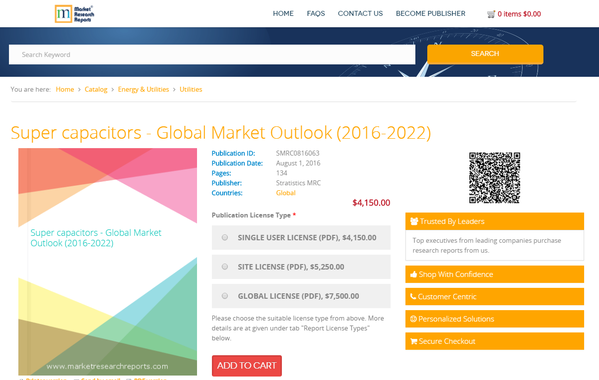 Super capacitors - Global Market Outlook (2016-2022)'