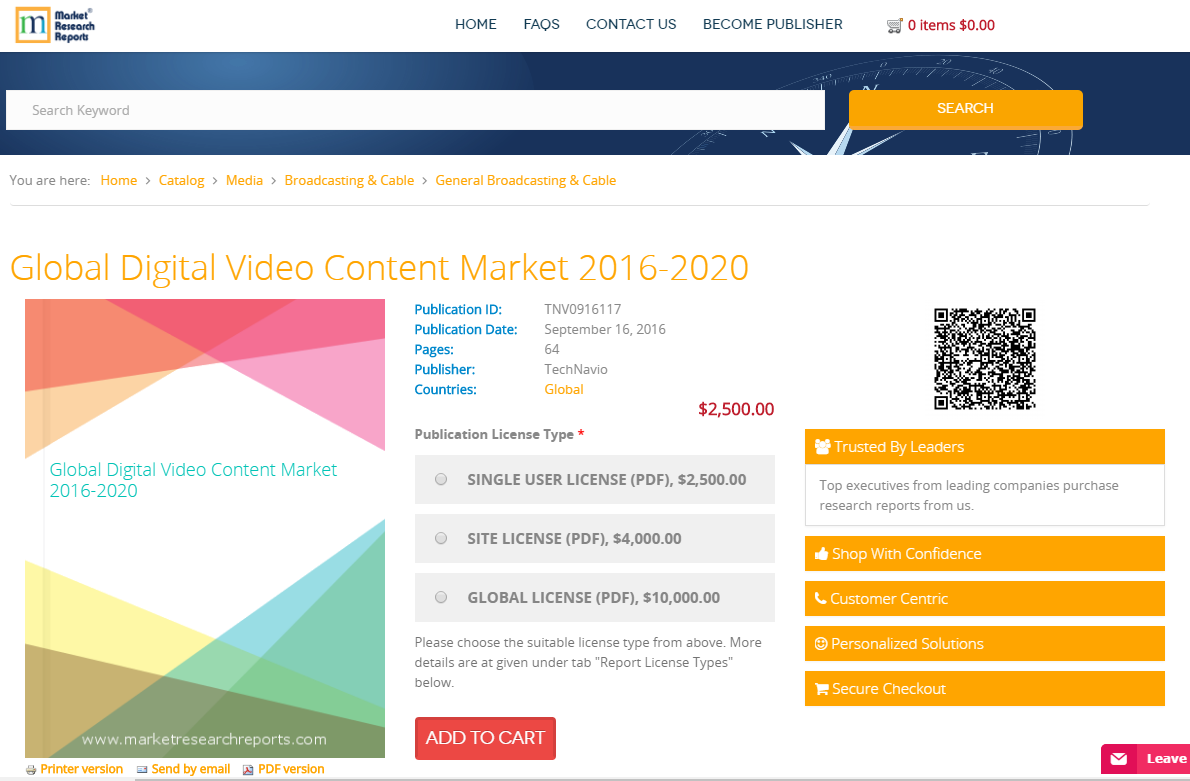 Global Digital Video Content Market 2016 - 2020'