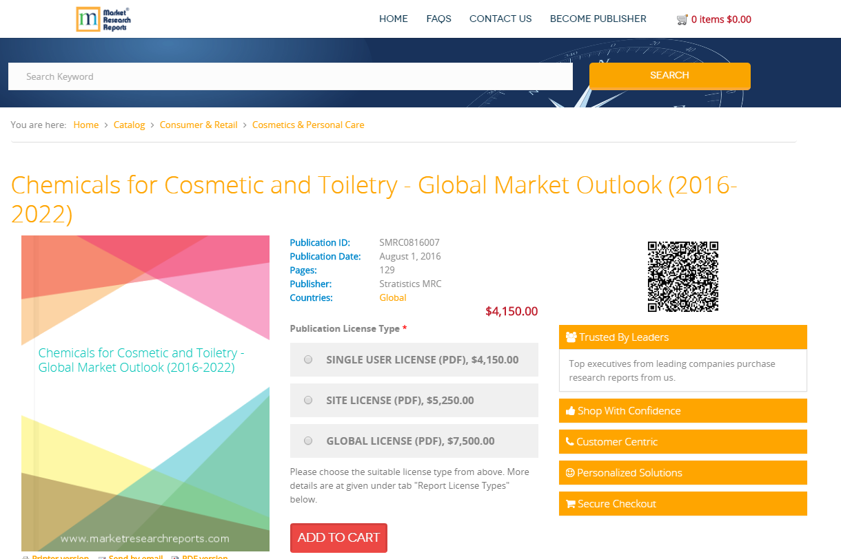 Chemicals for Cosmetic and Toiletry - Global Market Outlook'