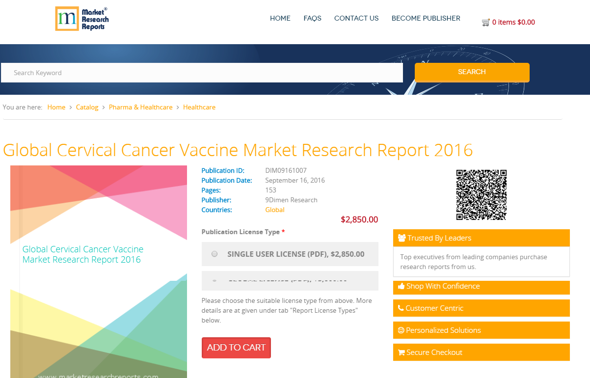 Global Cervical Cancer Vaccine Market Research Report 2016'