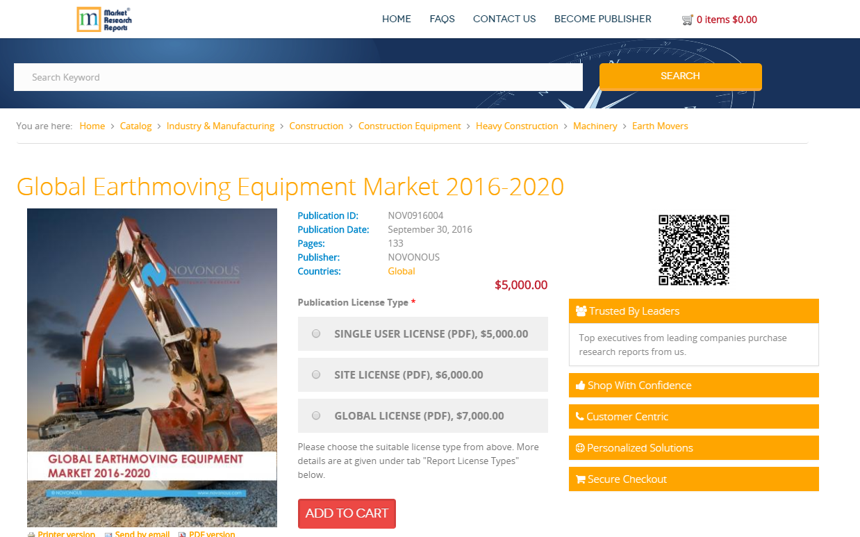 Global Earthmoving Equipment Market 2016-2020'