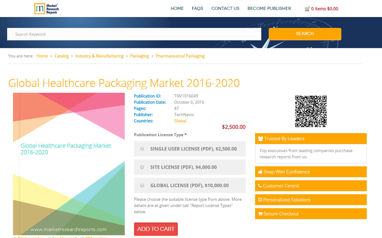 Global Healthcare Packaging Market 2016-2020'