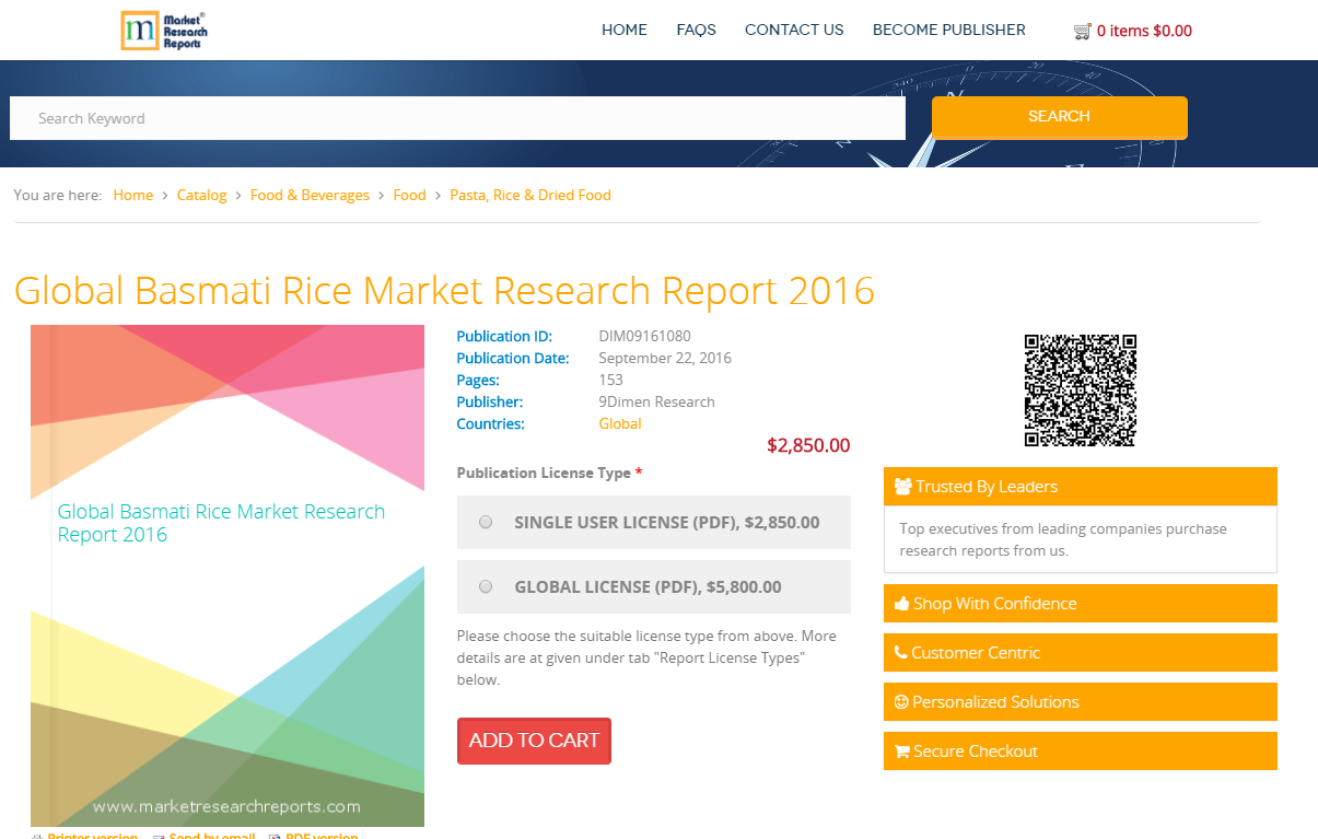 Global Basmati Rice Market Research Report 2016