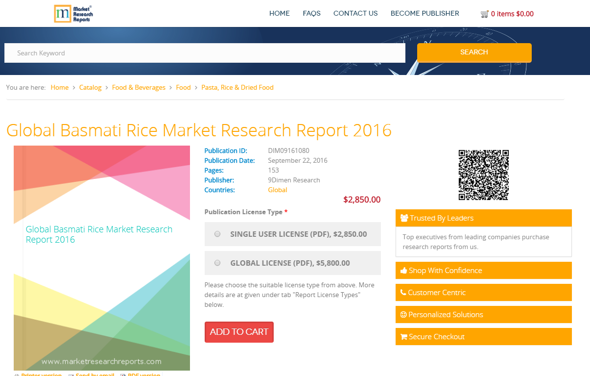 Global Basmati Rice Market Research Report 2016'