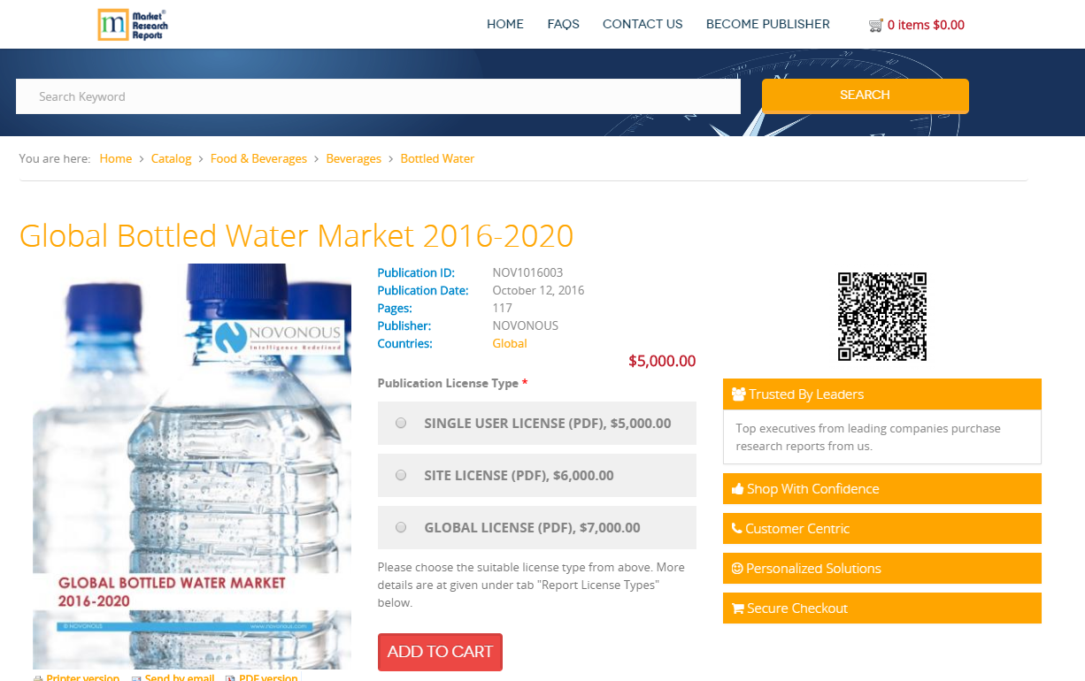 Global Bottled Water Market 2016 - 2020'